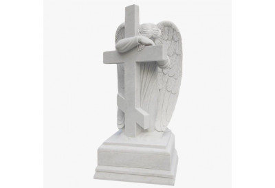 Купить Скульптура из мрамора S_04 Ангел облокотившийся на крест